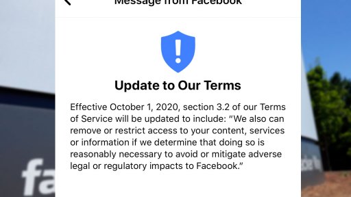 Facebook changes terms of service - censorship