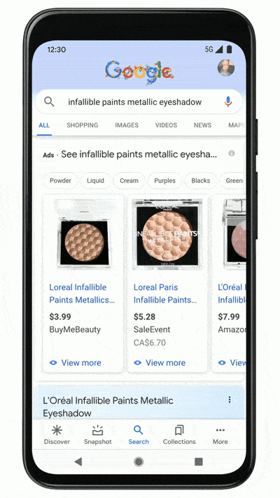 Virtually try on makeup with Google Search