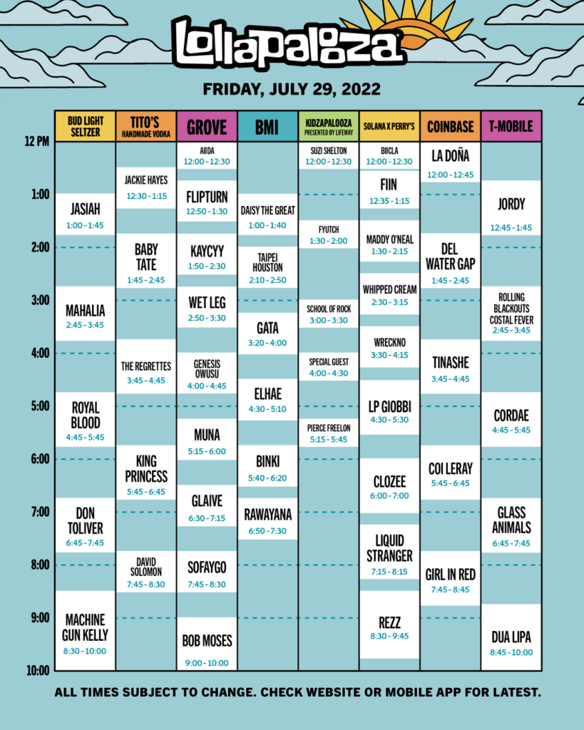 Chicago Lollapalooza experience – check out the 2022 Schedule
