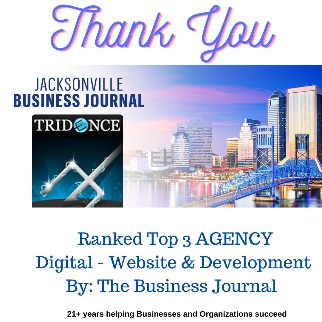 Jacksonville Business Journal – Tridence Digital Agency as a Top 3 Agency for the 2022 & 2023 Jacksonville Business Journal – Tridence Digital Agency as a Top 3 Agency for the 2022 & 2023