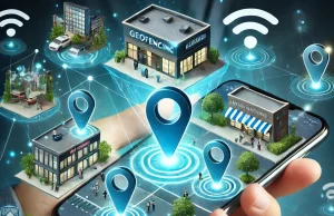 How to Maximize Audience Reach & ROI with Geofencing Marketing tridence geomarketing A visually engaging illustration of geofencing marketing concepts. The image shows a digital map with highlighted geofenced zon