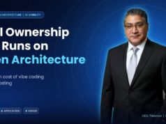 Why Real Ownership Still Runs on Open Architecture: The Hidden Cost of Vibe Coding and LLM Hosting David Vega, CEO of Tridence, in front of the title Real Ownership Still Runs on Open Architecture