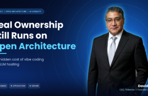 Why Real Ownership Still Runs on Open Architecture: The Hidden Cost of Vibe Coding and LLM Hosting David Vega, CEO of Tridence, in front of the title Real Ownership Still Runs on Open Architecture