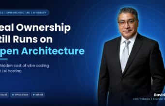 Why Real Ownership Still Runs on Open Architecture: The Hidden Cost of Vibe Coding and LLM Hosting David Vega, CEO of Tridence, in front of the title Real Ownership Still Runs on Open Architecture