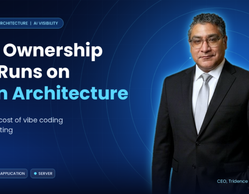Why Real Ownership Still Runs on Open Architecture: The Hidden Cost of Vibe Coding and LLM Hosting David Vega, CEO of Tridence, in front of the title Real Ownership Still Runs on Open Architecture