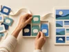Turn First-Party Customer Questions Into an SEO 3.0 Content Plan Hands sort speech-bubble cards into a tray beside an organized paper content board connected by a curved ribbon.