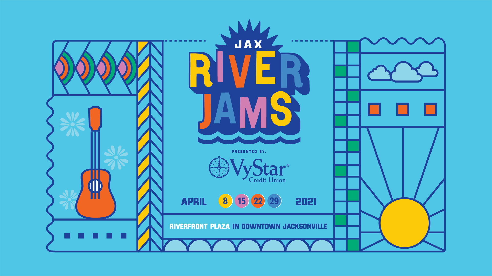 7843Jax River Jams. A Free, four-week concert series on Downtown Jacksonville’s scenic riverfront.