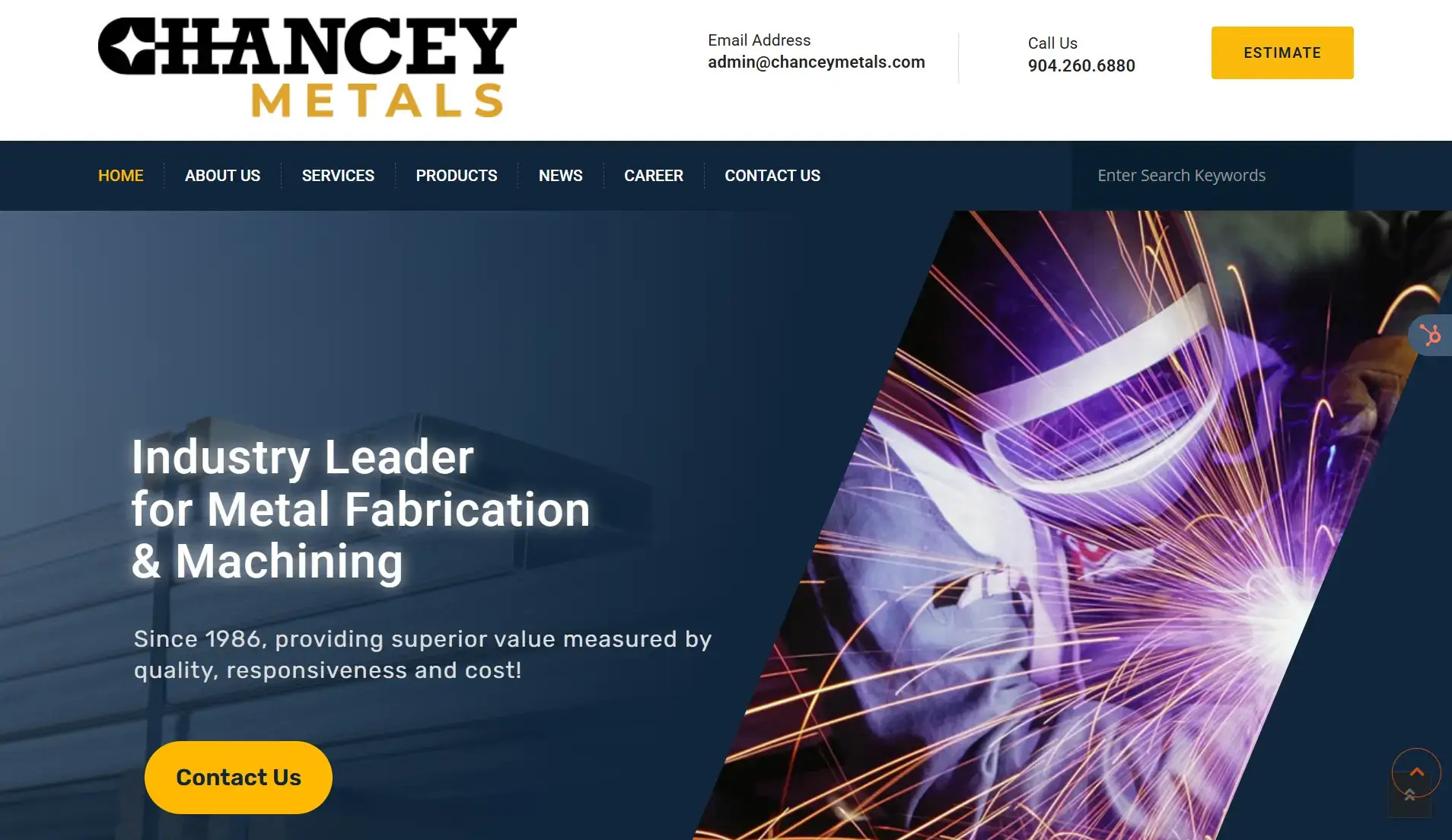 Chancey Metals manufacturing website by Tridence