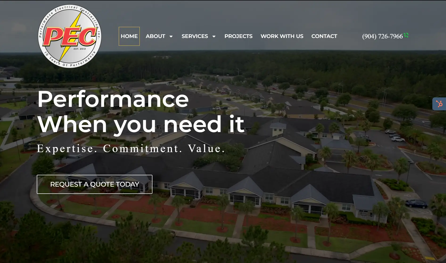 PEC Performance Electrical Contractor website by Tridence