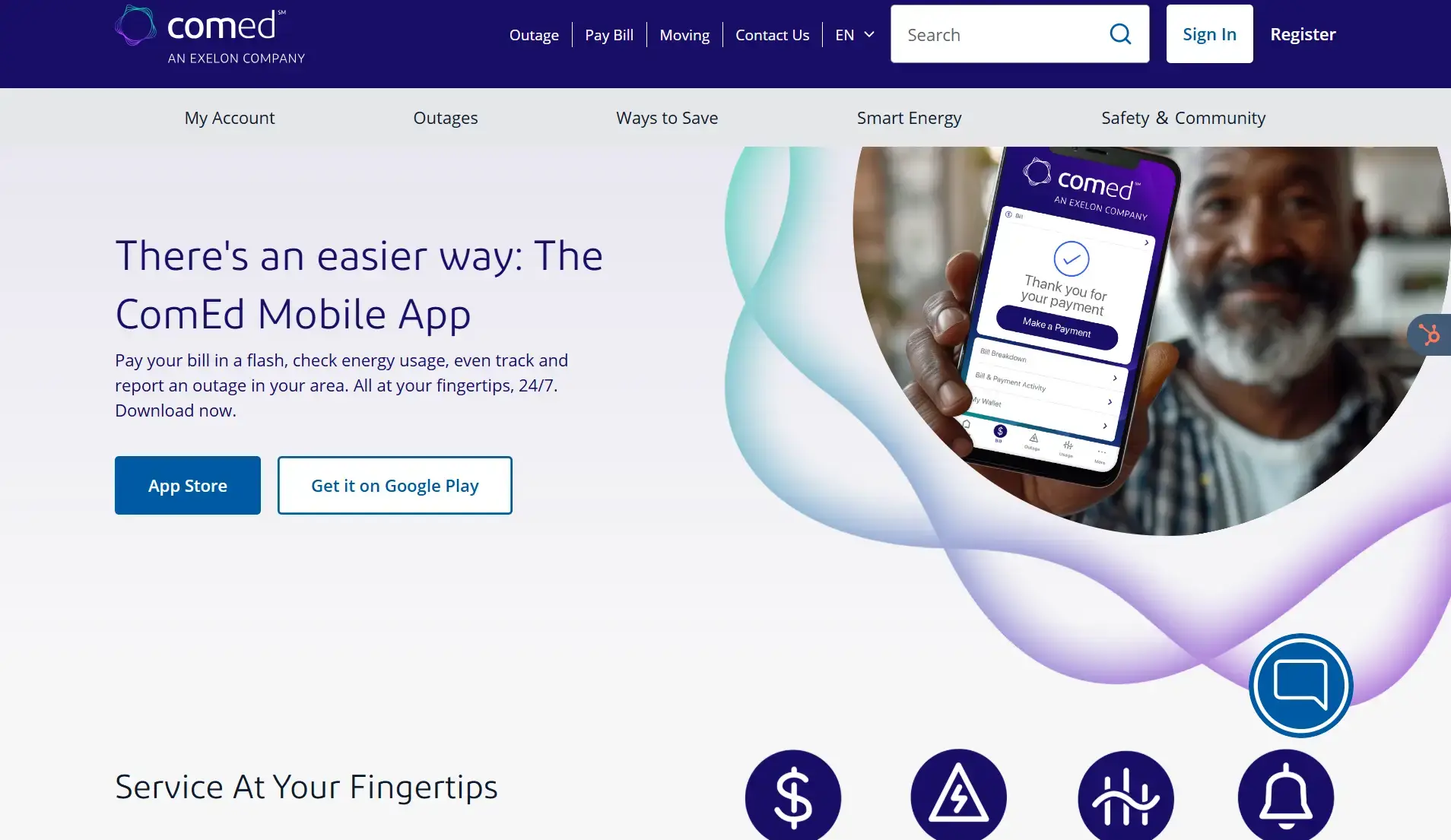 ComEd Mobile App website by Tridence